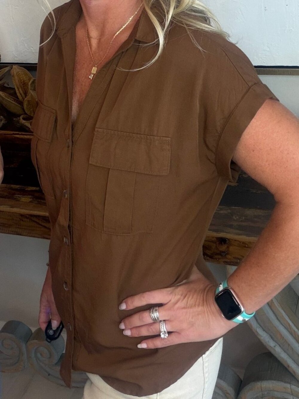 Buttoned & Basic in Brown